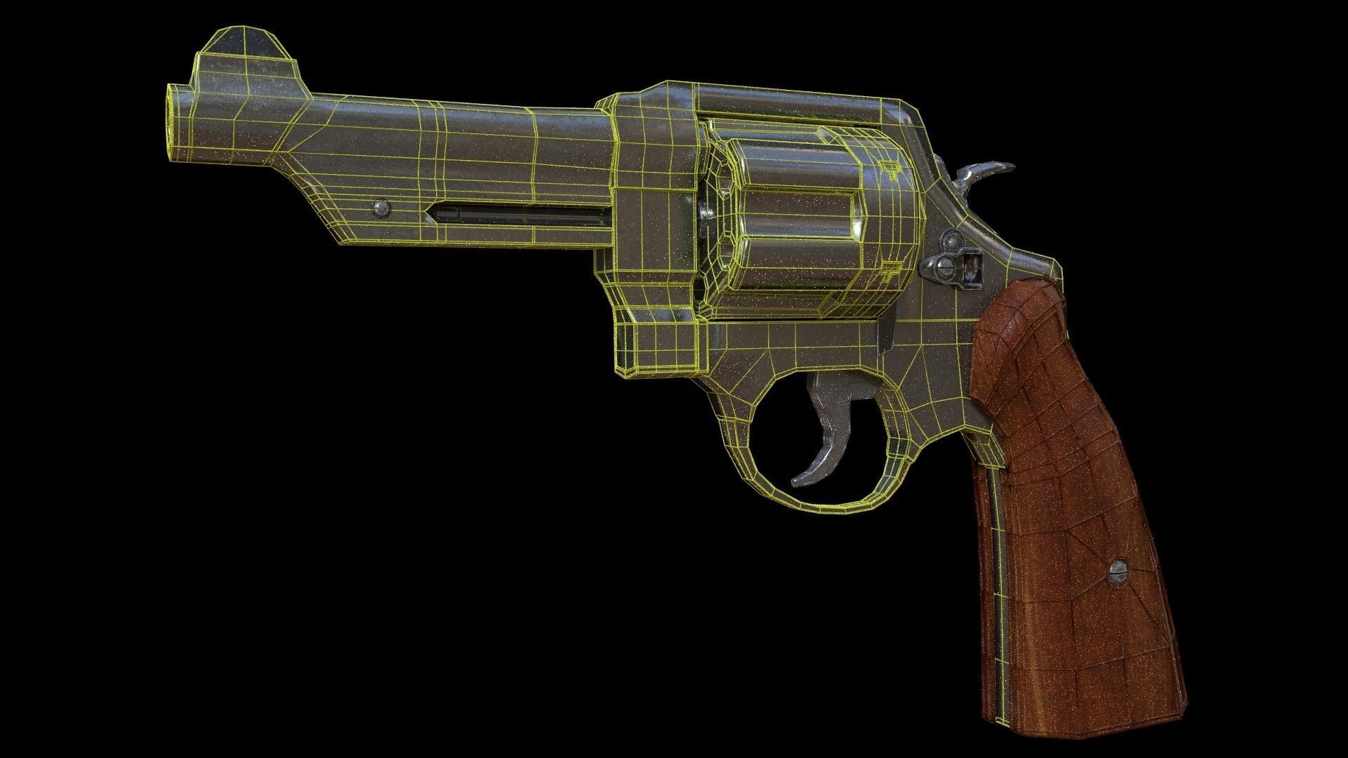 Revolver Low-poly 3D model_4