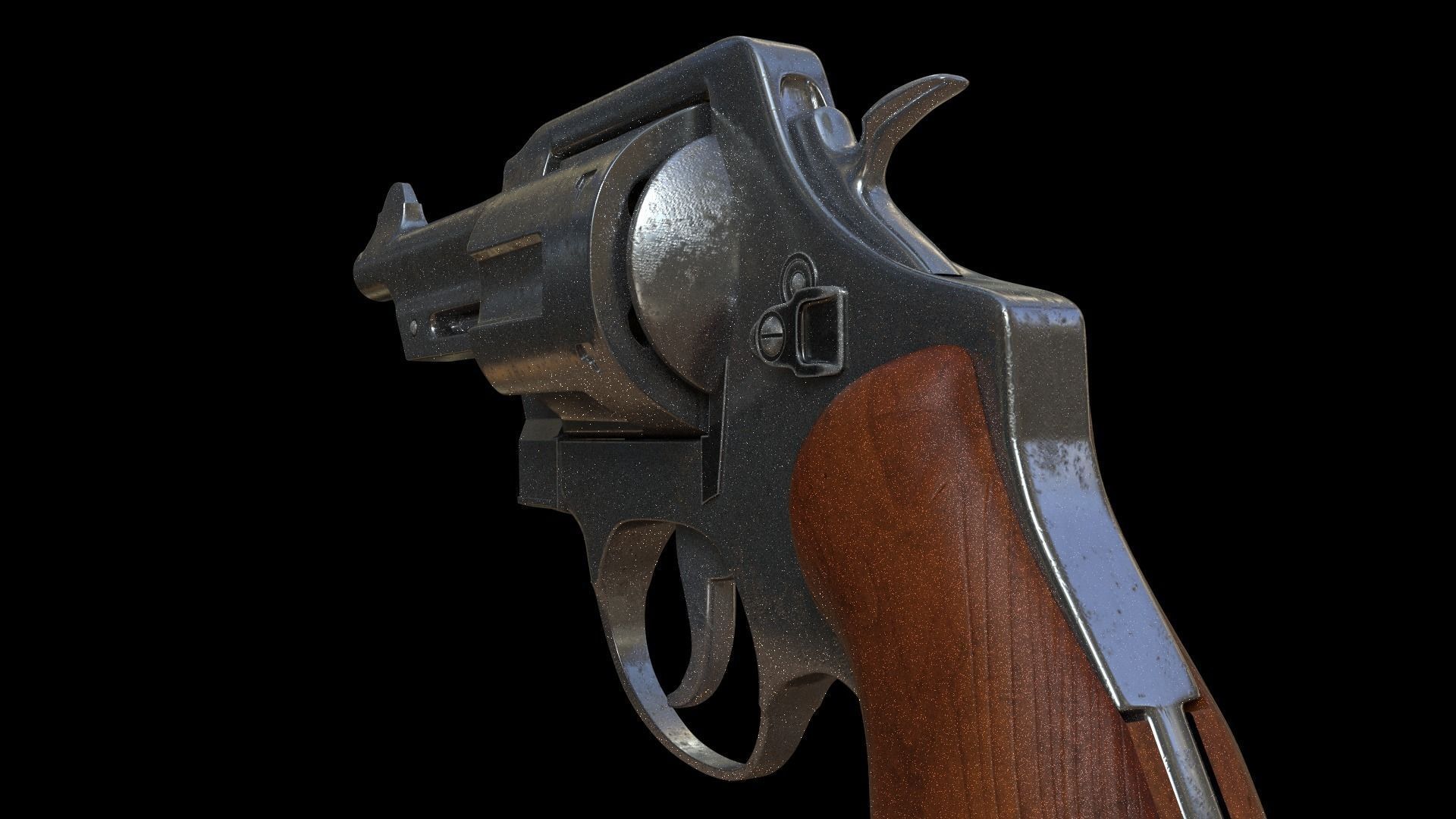 Revolver Low-poly 3D model_1