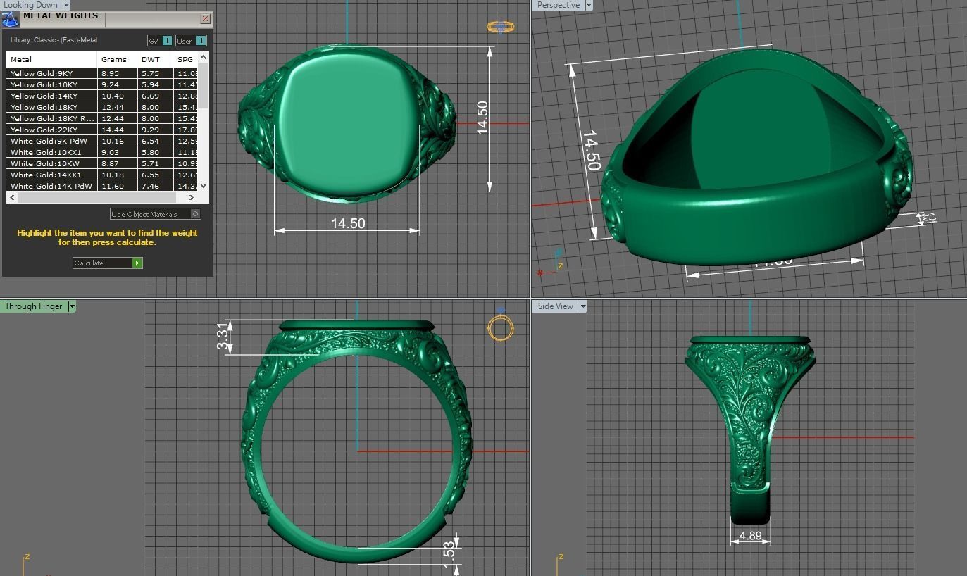 filigree signet ring 3D print model_1