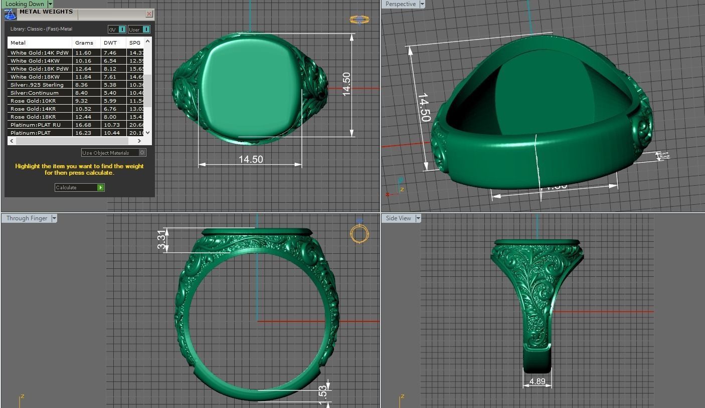 filigree signet ring 3D print model_2