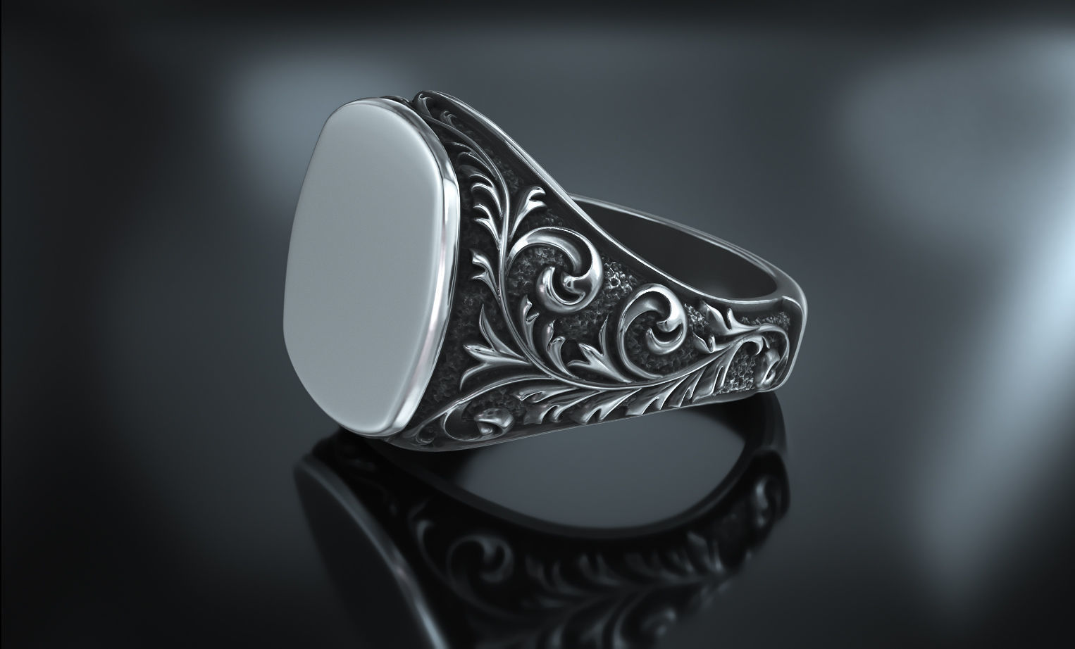 filigree signet ring 3D print model_0