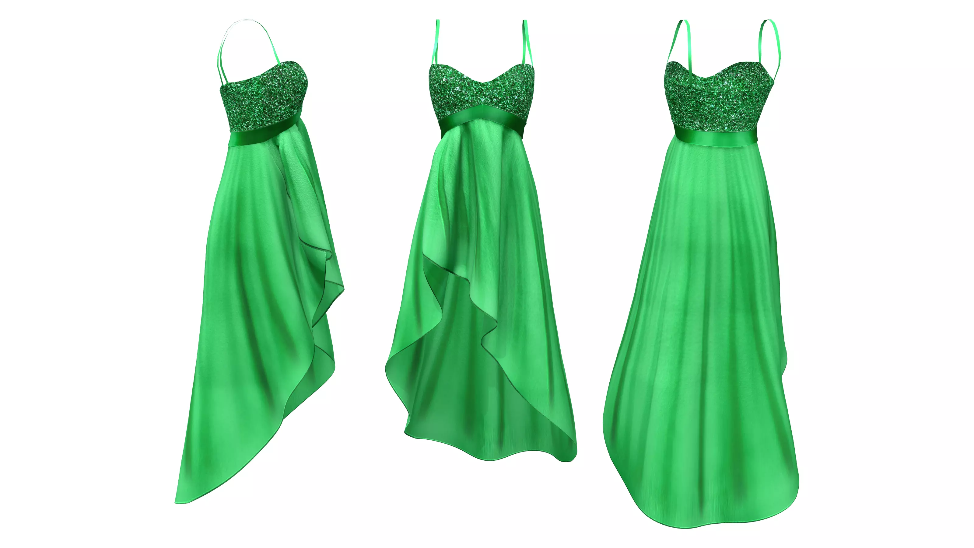 Spaghetti Strap Dress Low-poly 3D model