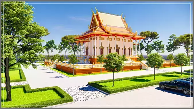 Khmer Pagoda Realistic Rendering And Modeling