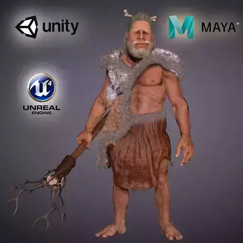 Caveman High quality character full Rigged and Animated 3D model