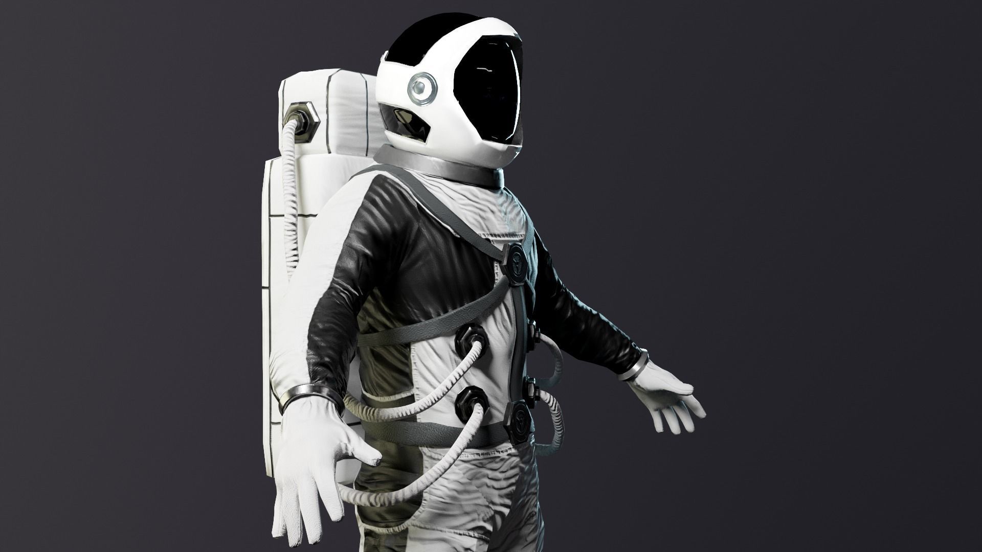 Astronaut in orange suit Low-poly 3D model_26