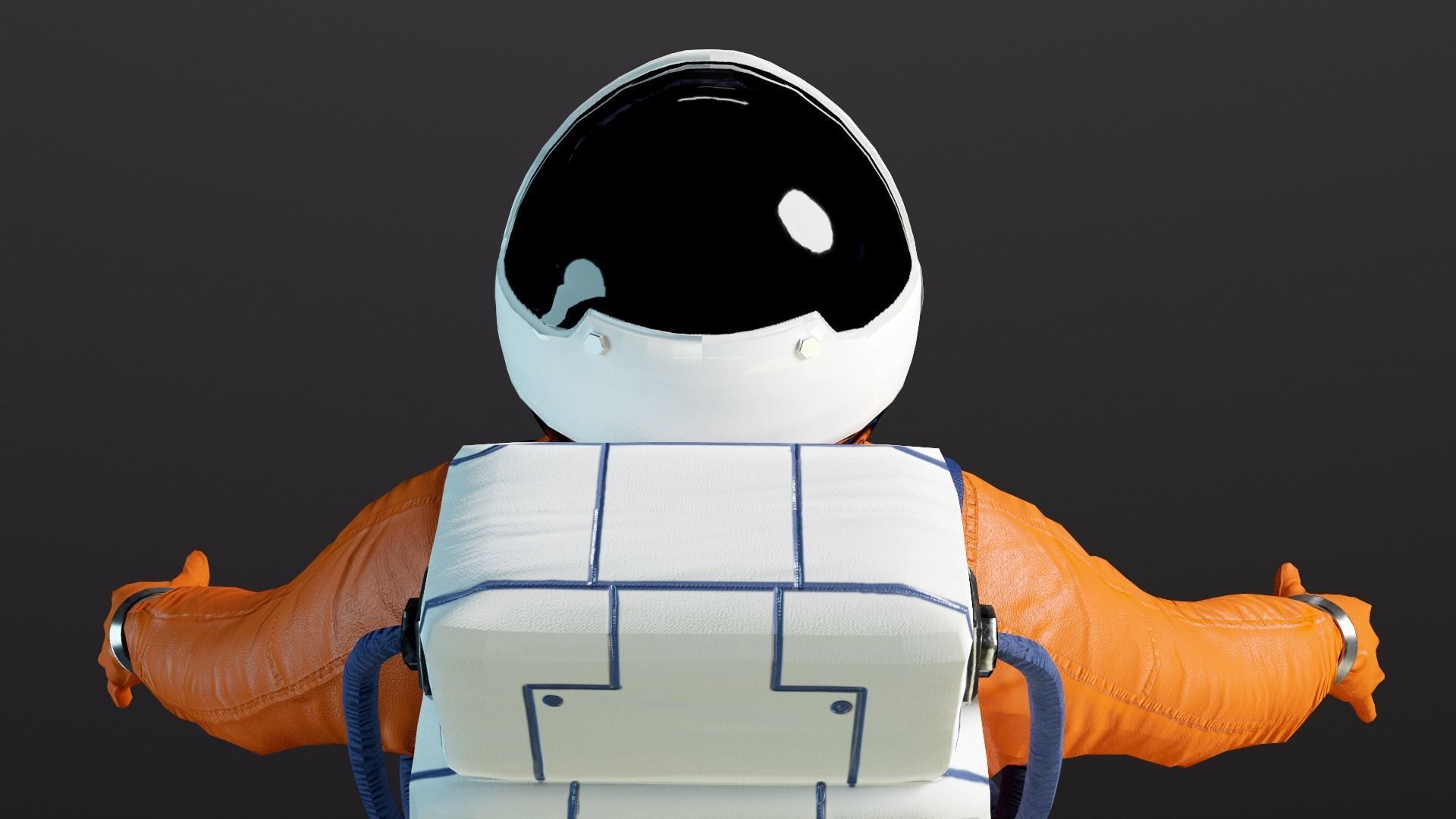 Astronaut in orange suit Low-poly 3D model_21