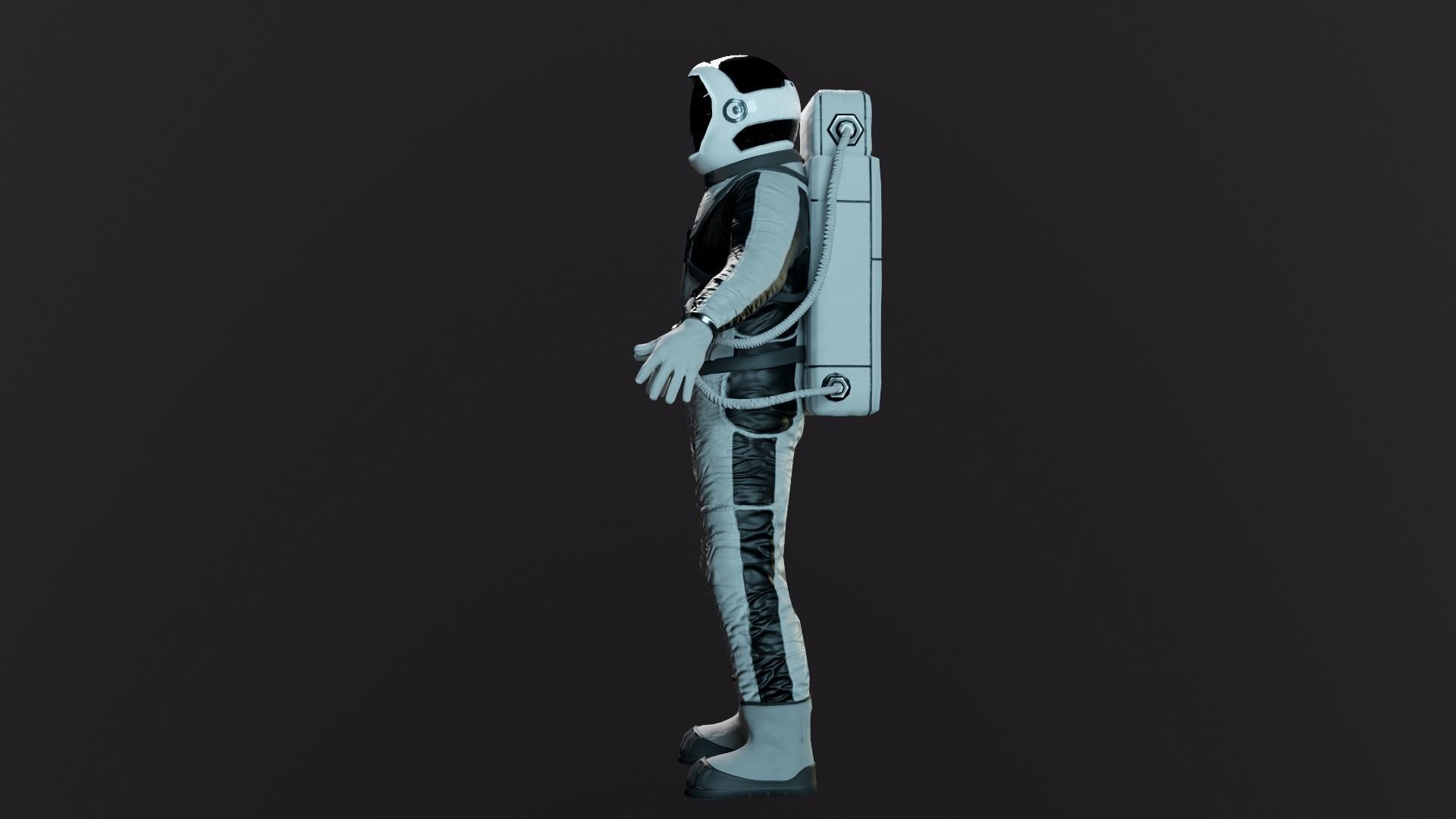 Astronaut in orange suit Low-poly 3D model_23