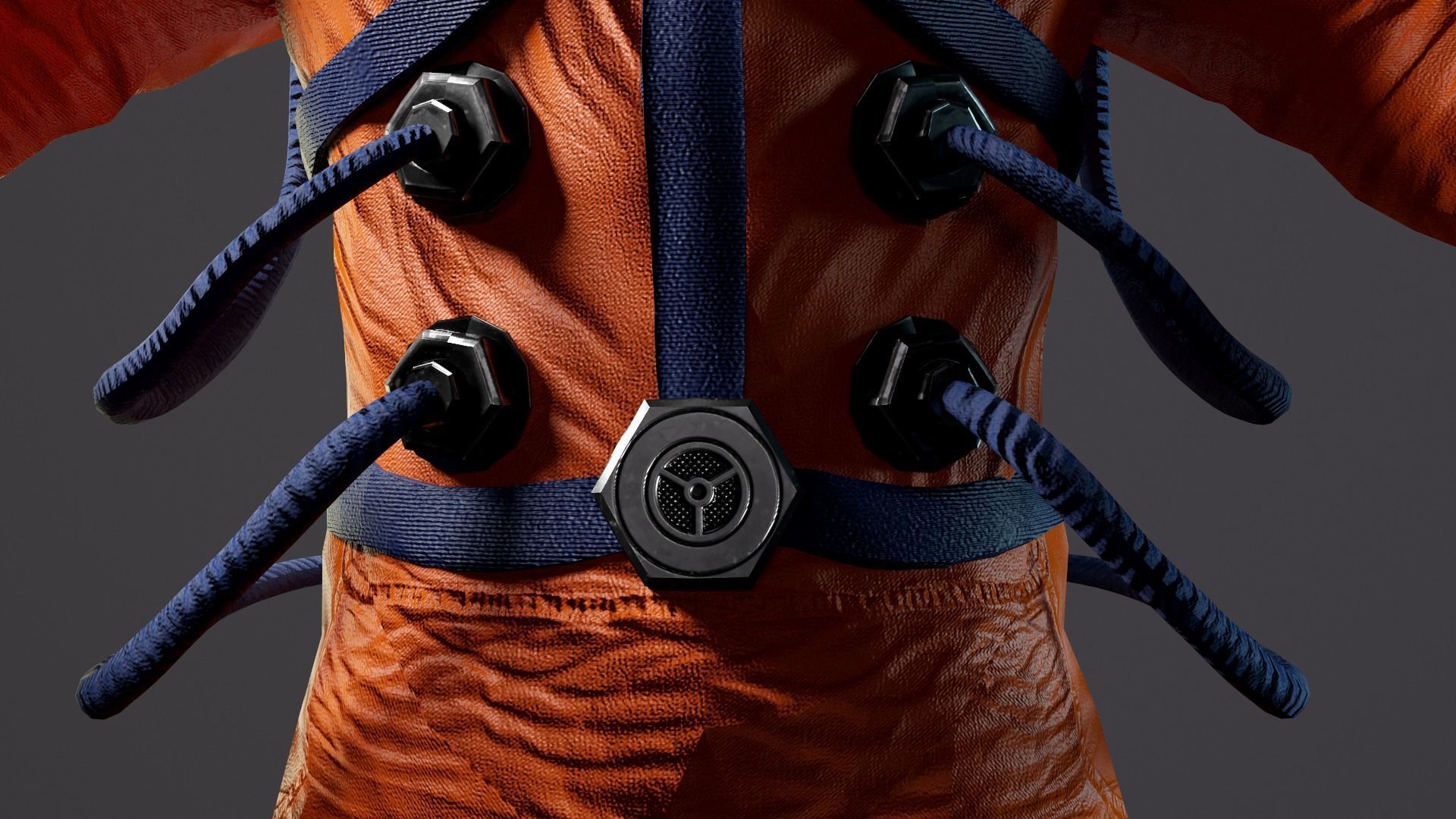 Astronaut in orange suit Low-poly 3D model_17