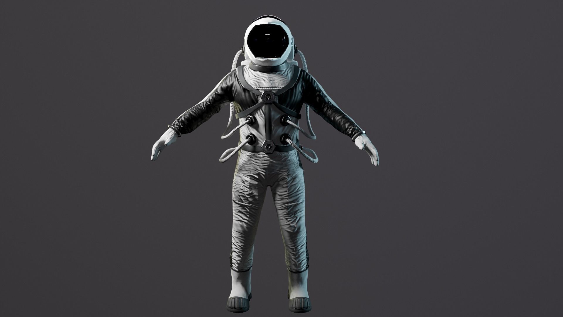 Astronaut in orange suit Low-poly 3D model_22