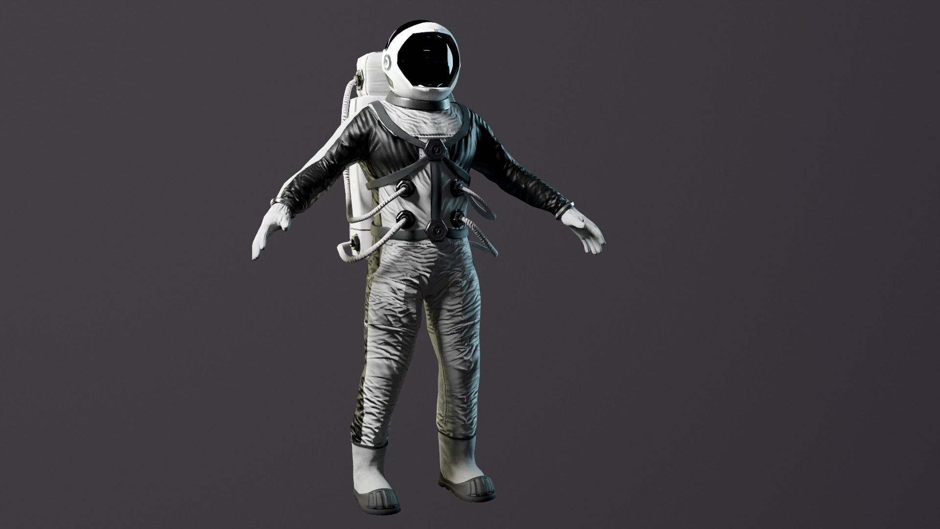Astronaut in orange suit Low-poly 3D model_9