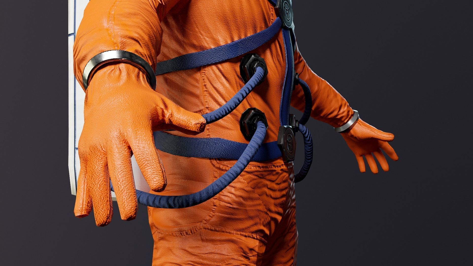 Astronaut in orange suit Low-poly 3D model_16
