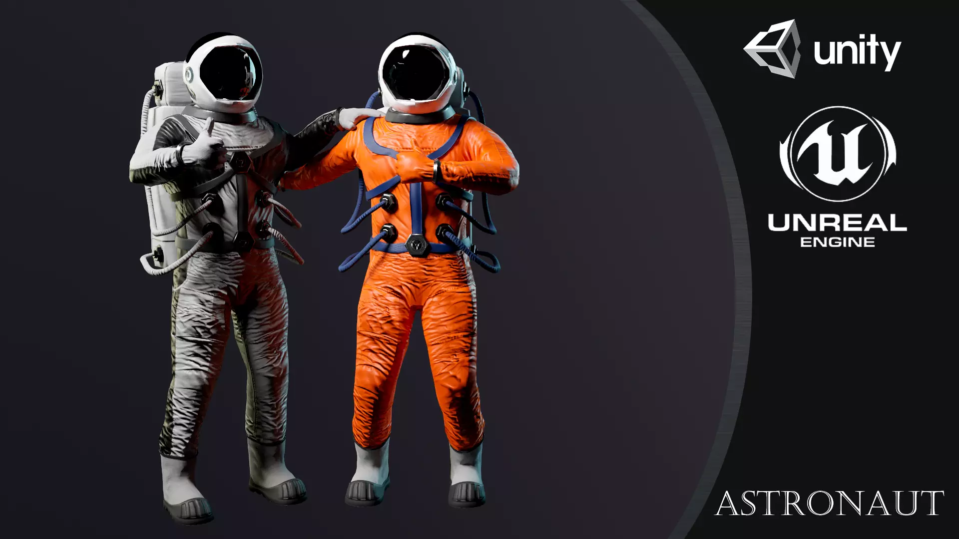 Astronaut in orange suit Low-poly 3D model_0