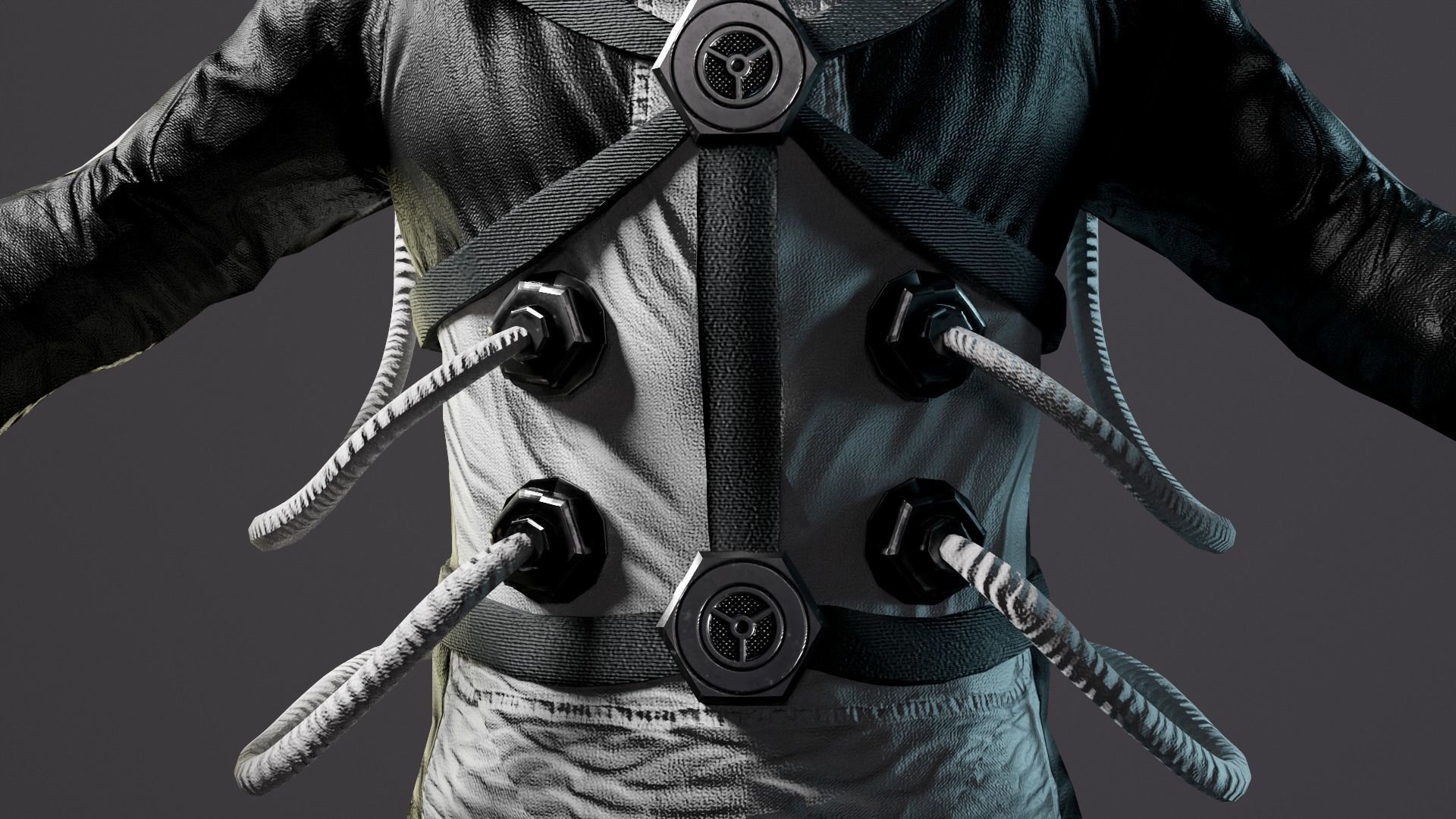 Astronaut in orange suit Low-poly 3D model_28