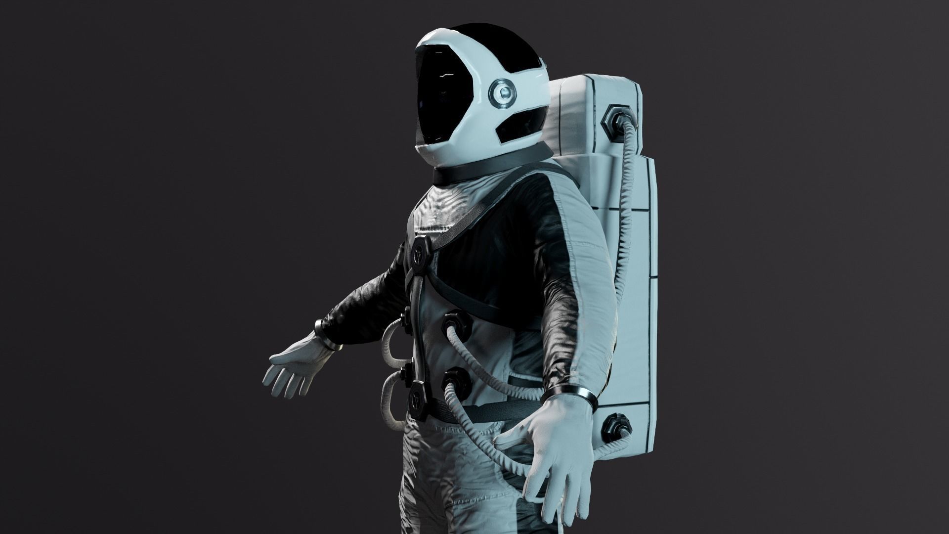 Astronaut in orange suit Low-poly 3D model_27