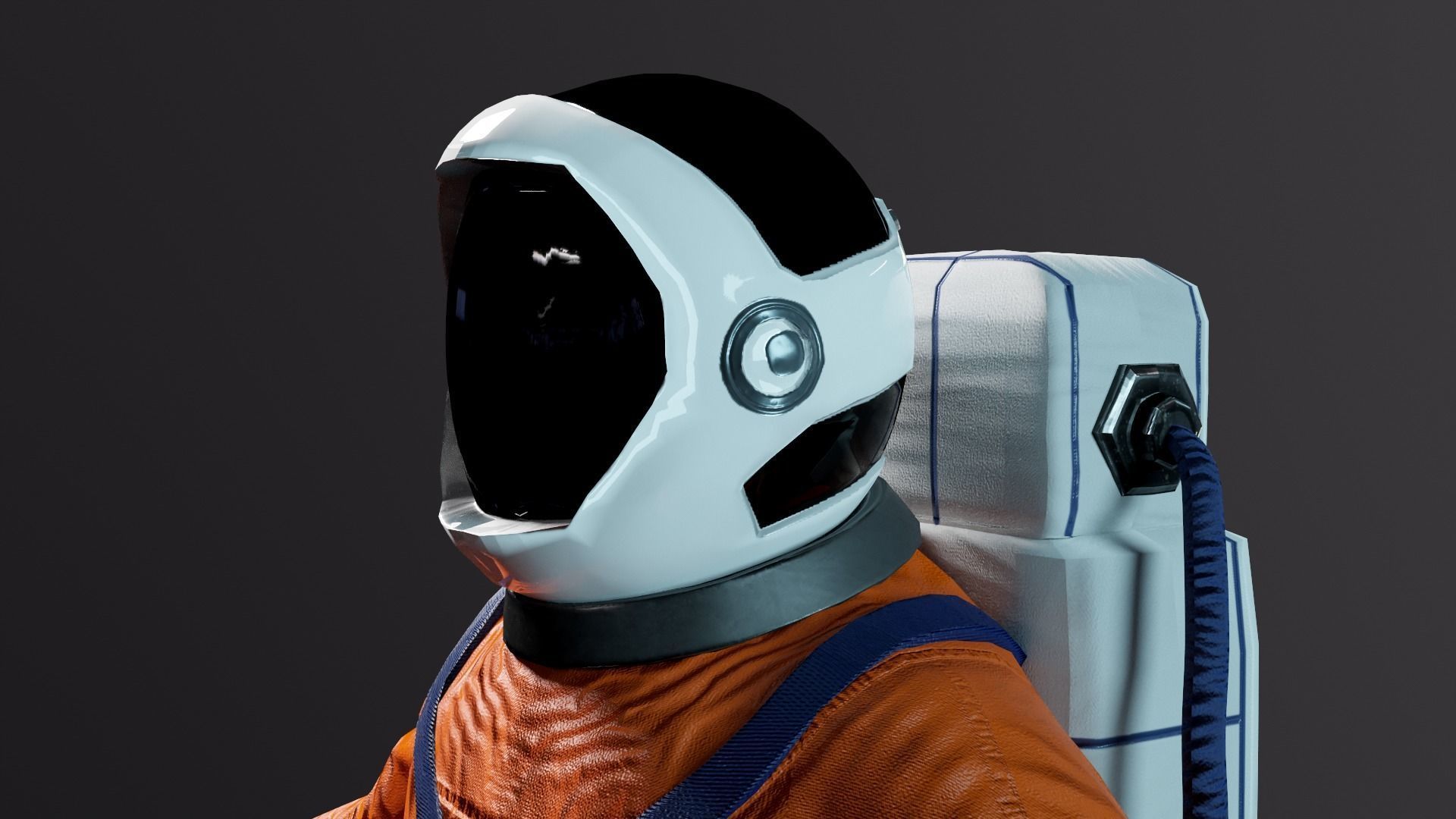 Astronaut in orange suit Low-poly 3D model_14
