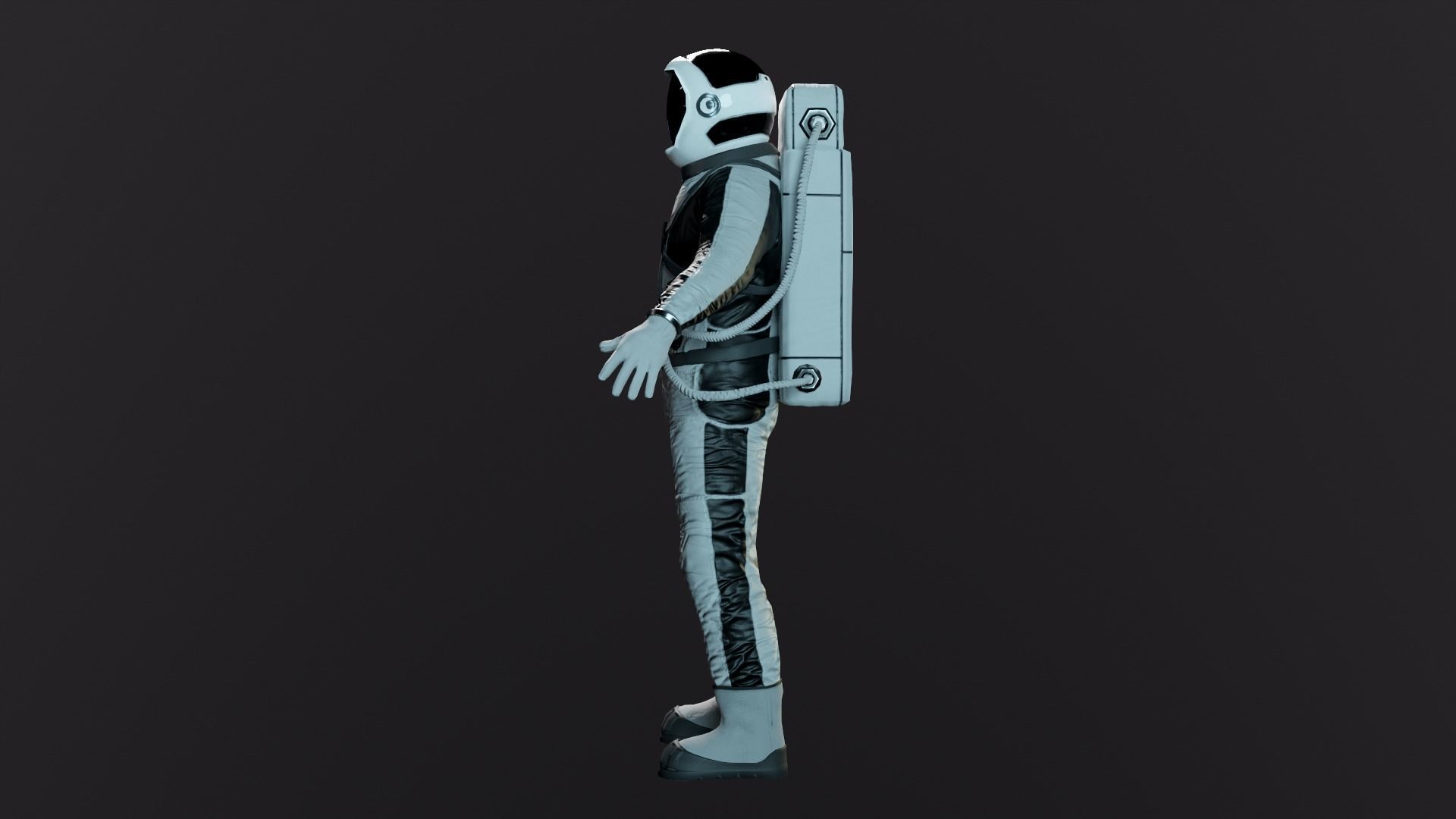 Astronaut in orange suit Low-poly 3D model_33