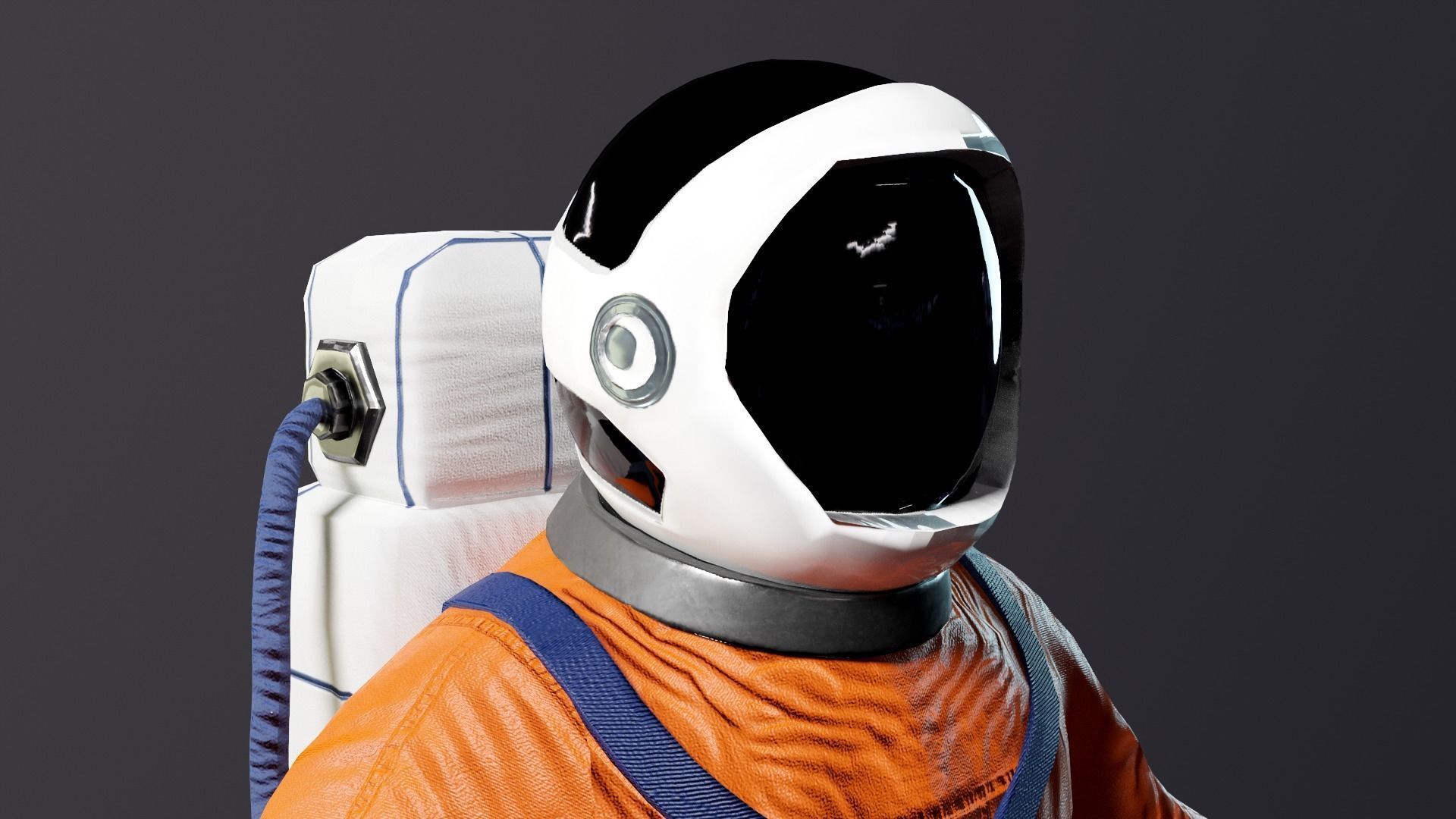 Astronaut in orange suit Low-poly 3D model_15