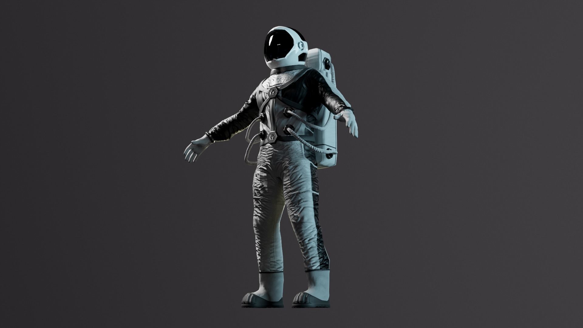 Astronaut in orange suit Low-poly 3D model_34