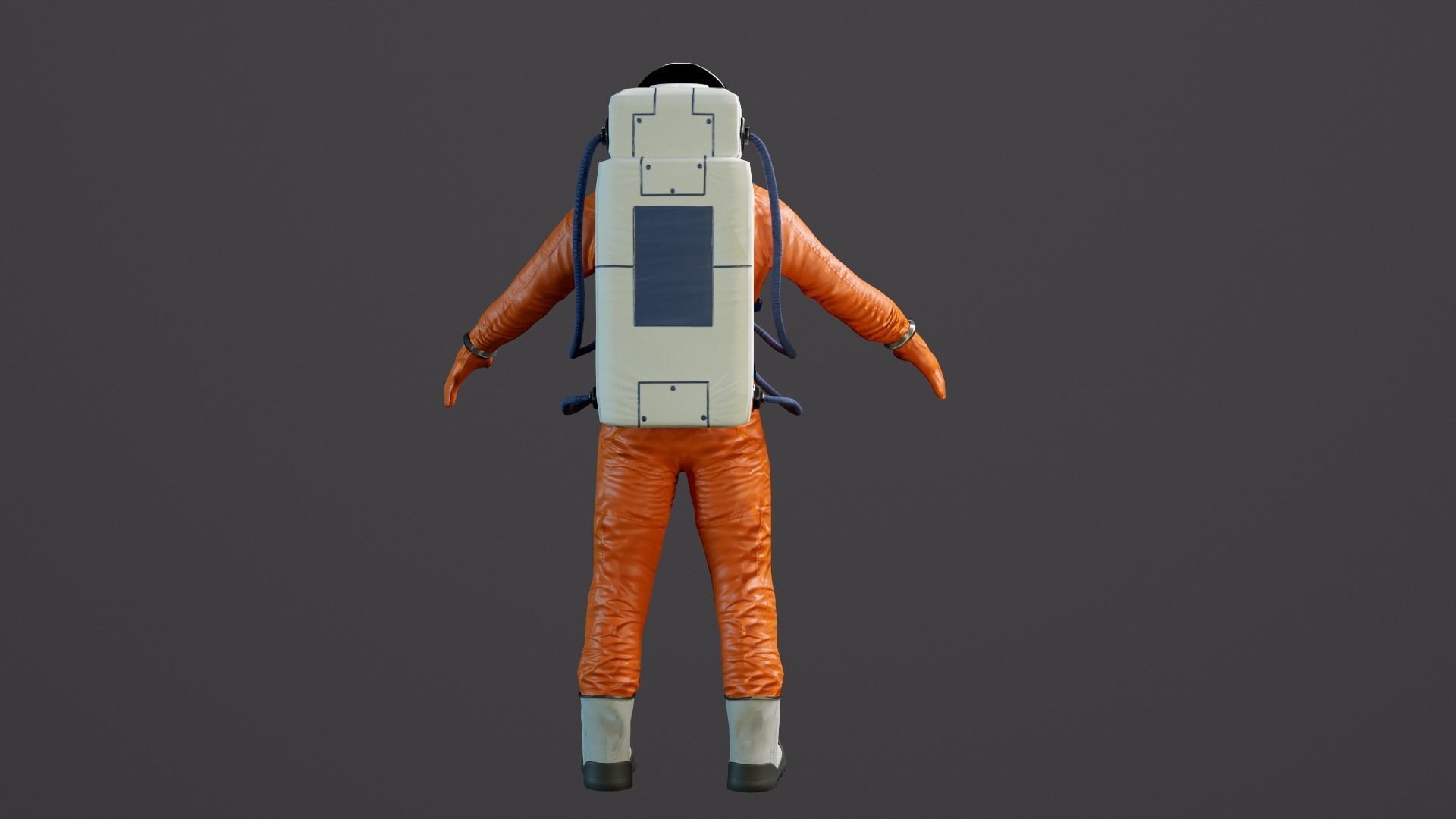 Astronaut in orange suit Low-poly 3D model_11
