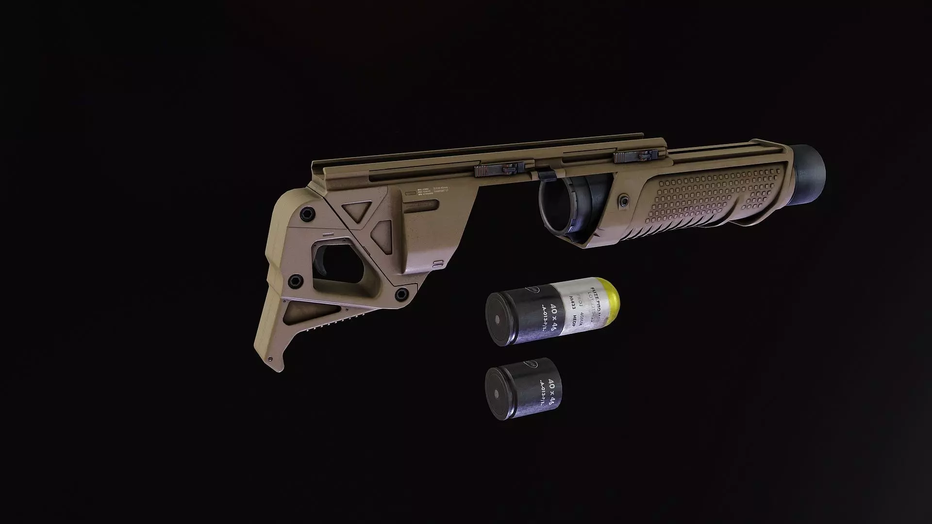 Rampart 17 Grenade Launcher Low-poly 3D model_0