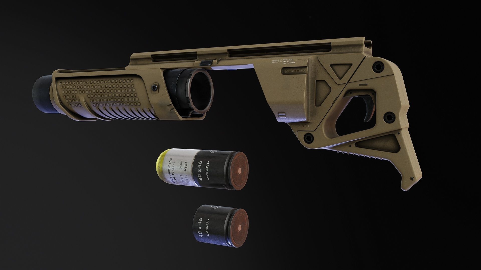 Rampart 17 Grenade Launcher Low-poly 3D model_2