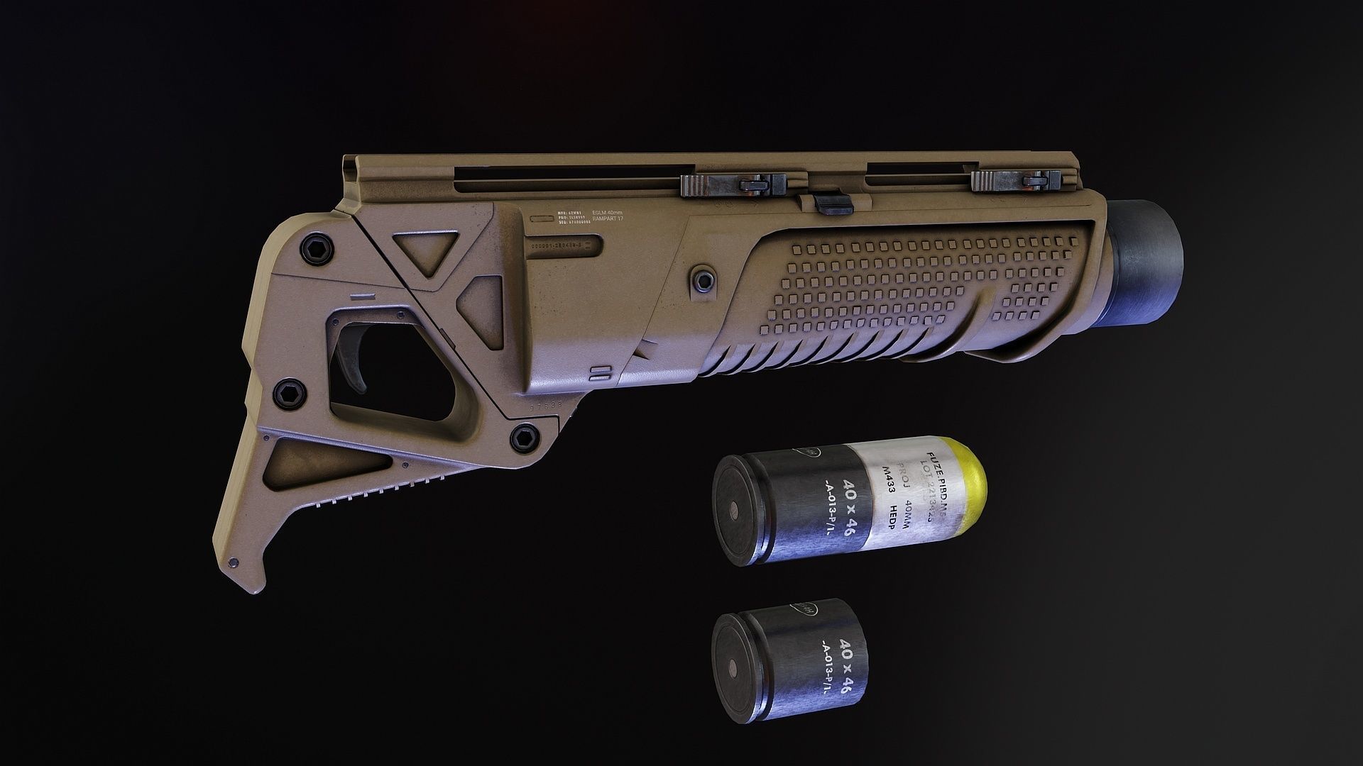 Rampart 17 Grenade Launcher Low-poly 3D model_4