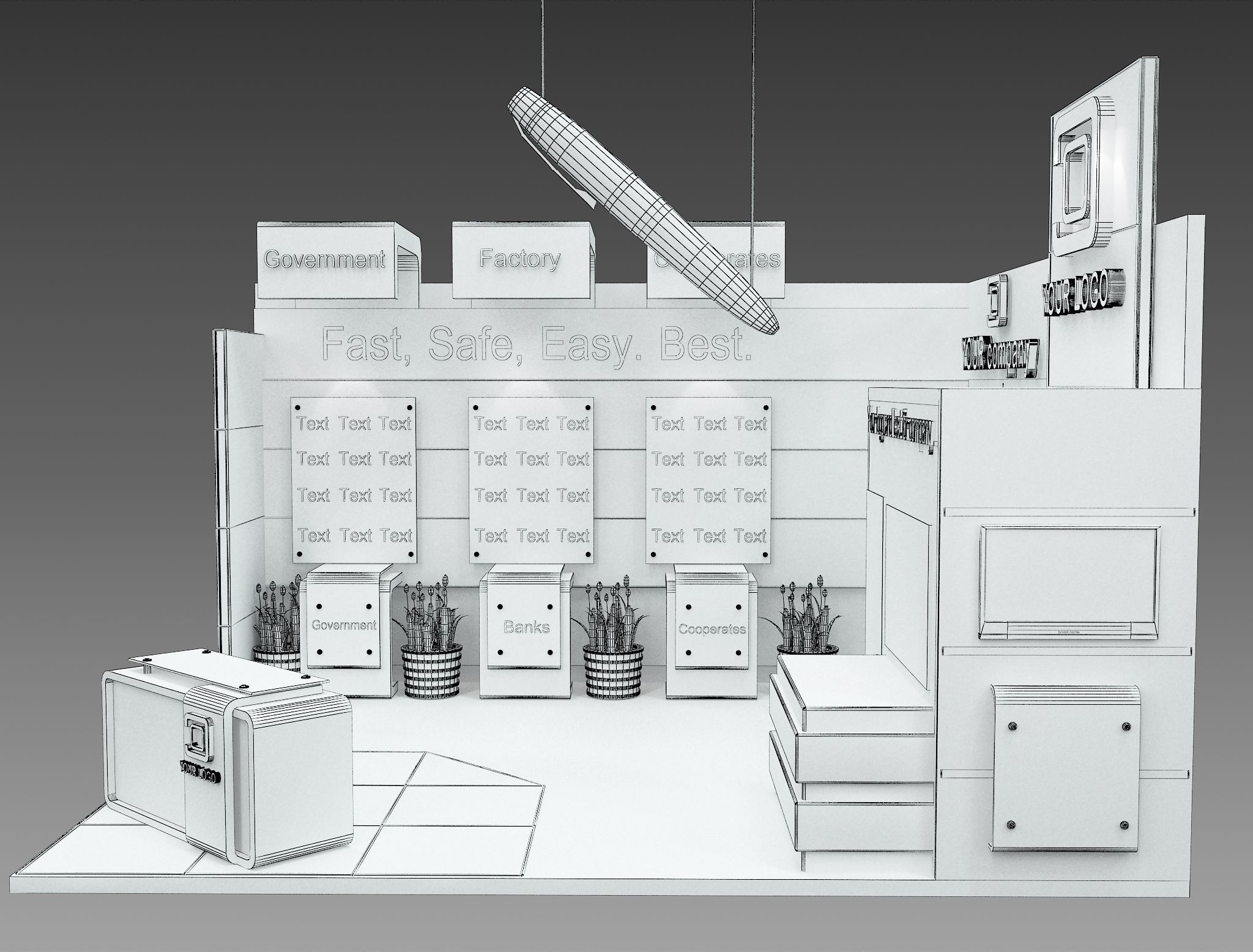 Booth Exhibition Stand a514  3D model_3