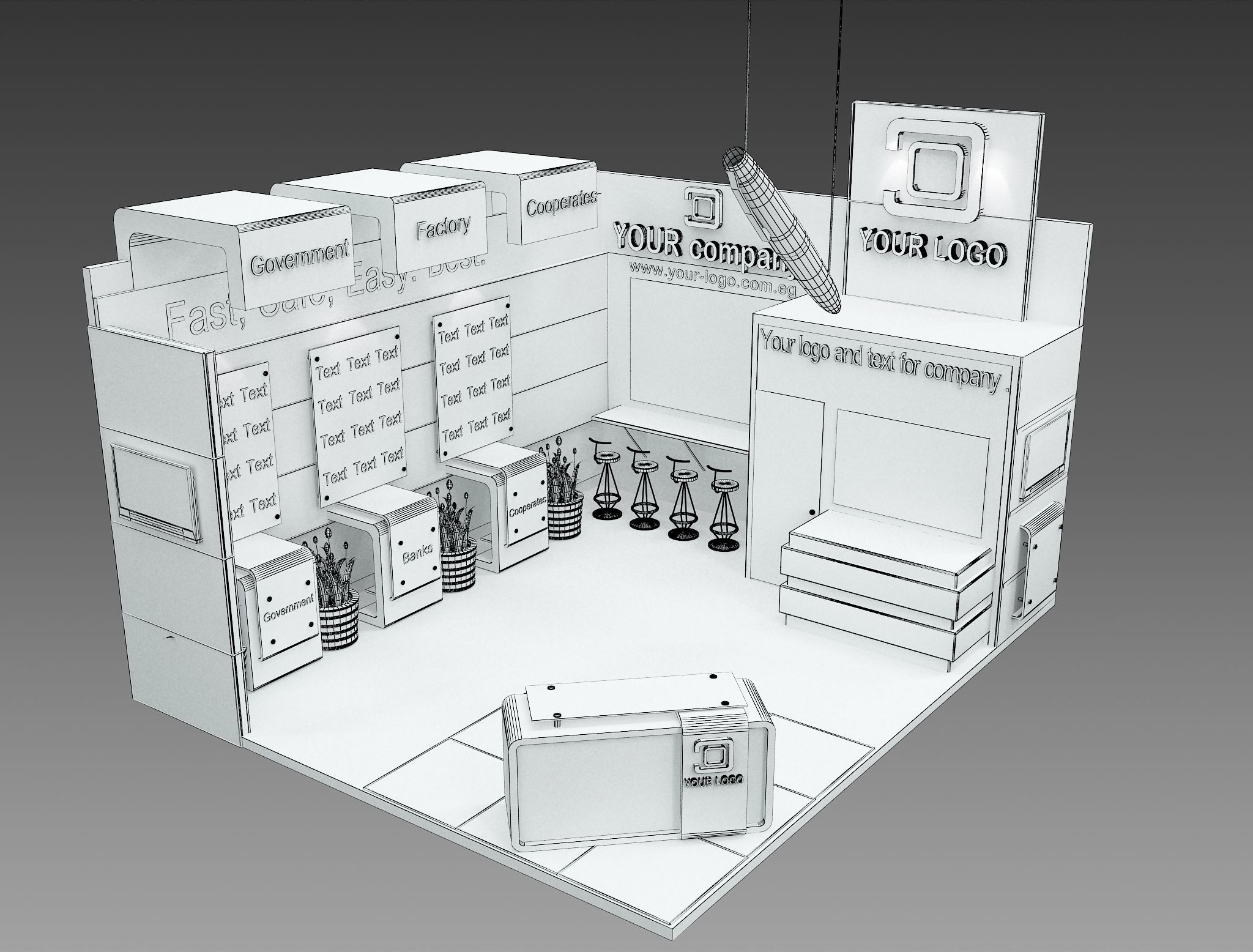 Booth Exhibition Stand a514  3D model_1