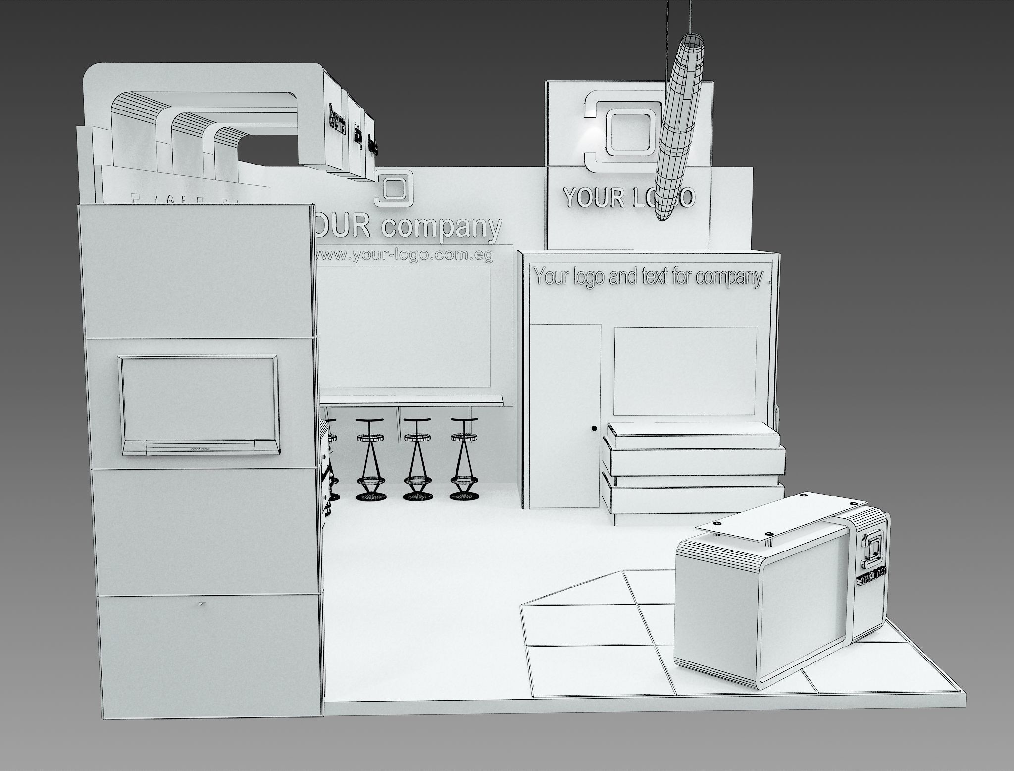 Booth Exhibition Stand a514  3D model_5