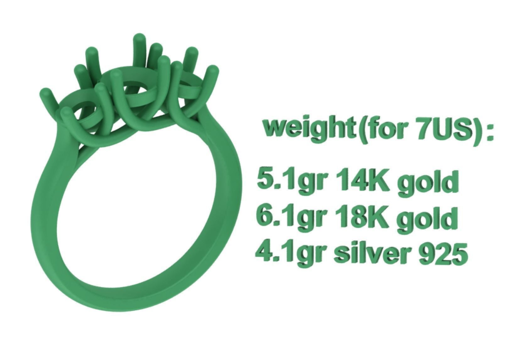 Trellis Three Stone Engagement Ring 6mm Main Stone 3dmodel 3D print model_7