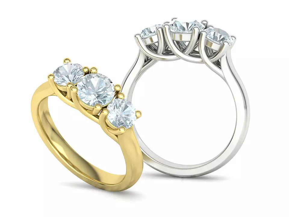 Trellis Three Stone Engagement Ring 6mm Main Stone 3dmodel 3D print model_0