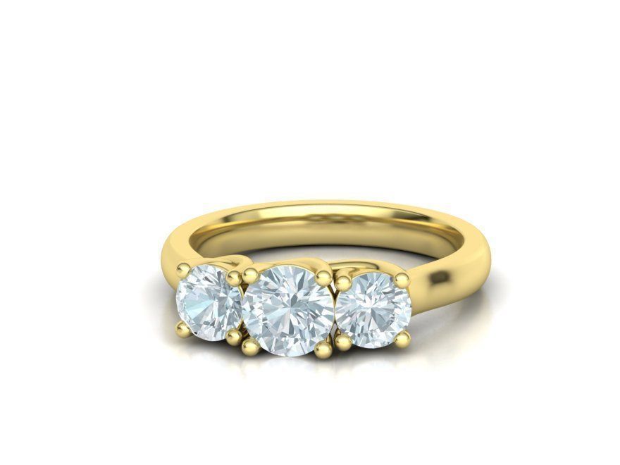 Trellis Three Stone Engagement Ring 6mm Main Stone 3dmodel 3D print model_4