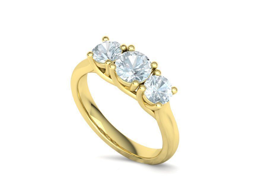 Trellis Three Stone Engagement Ring 6mm Main Stone 3dmodel 3D print model_19