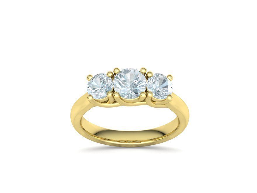 Trellis Three Stone Engagement Ring 6mm Main Stone 3dmodel 3D print model_16