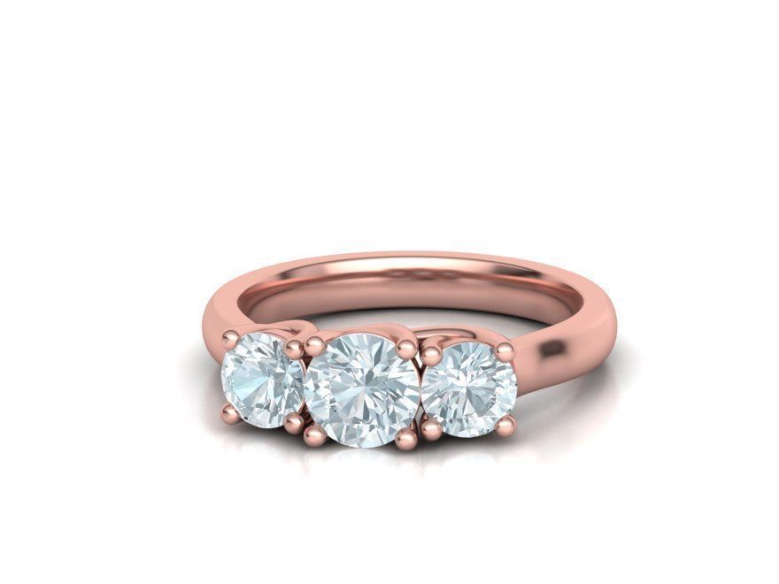 Trellis Three Stone Engagement Ring 6mm Main Stone 3dmodel 3D print model_3