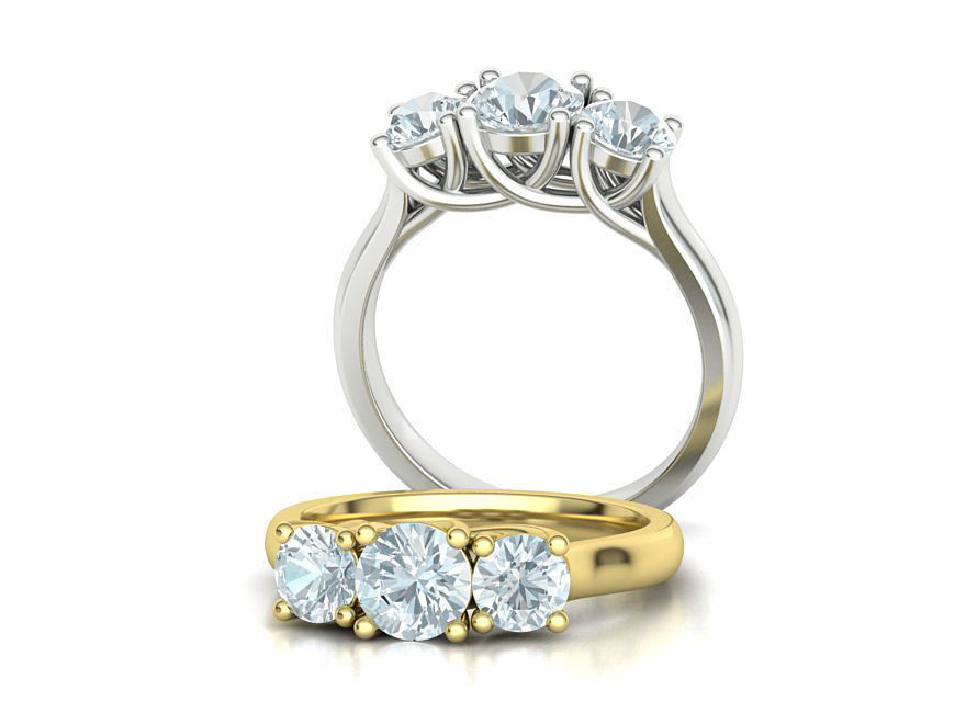 Trellis Three Stone Engagement Ring 6mm Main Stone 3dmodel 3D print model_1