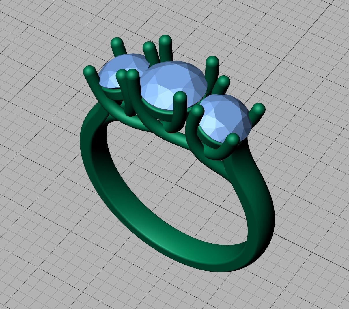Trellis Three Stone Engagement Ring 6mm Main Stone 3dmodel 3D print model_29