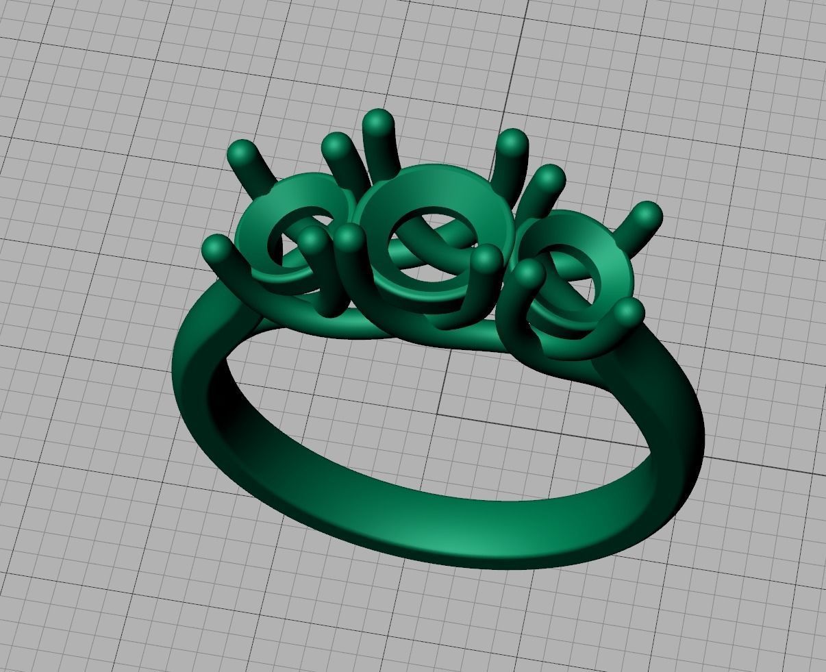 Trellis Three Stone Engagement Ring 6mm Main Stone 3dmodel 3D print model_32