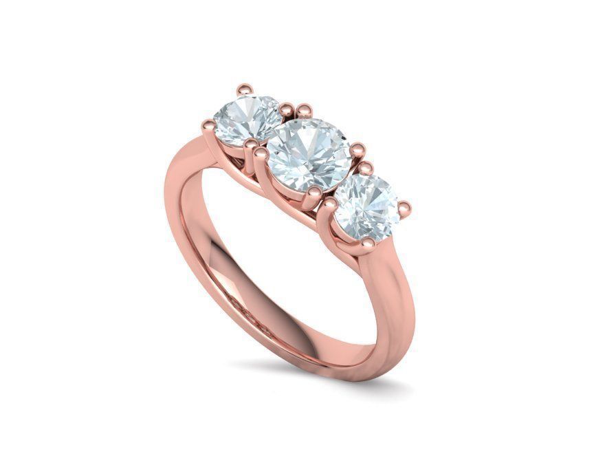 Trellis Three Stone Engagement Ring 6mm Main Stone 3dmodel 3D print model_20