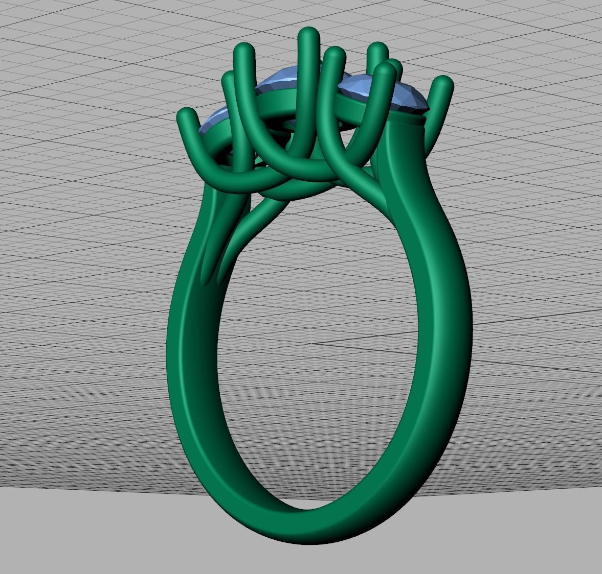 Trellis Three Stone Engagement Ring 6mm Main Stone 3dmodel 3D print model_31