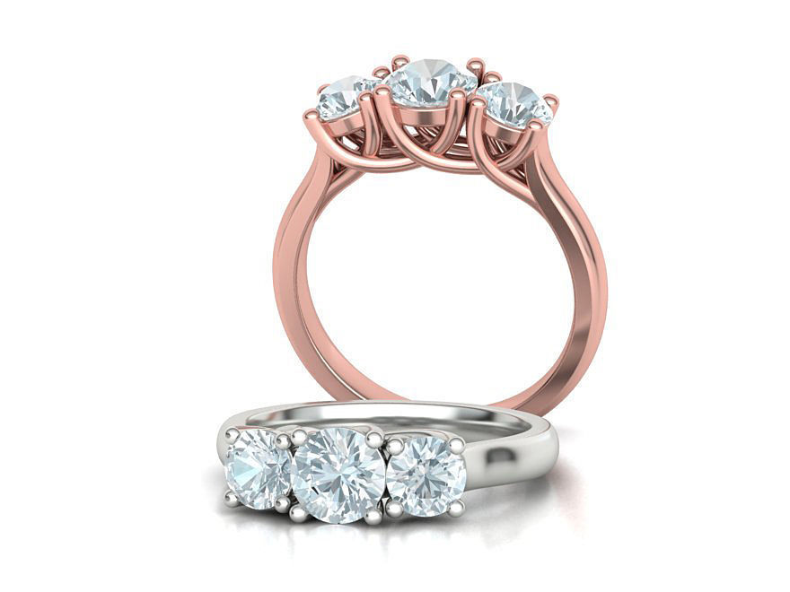 Trellis Three Stone Engagement Ring 6mm Main Stone 3dmodel 3D print model_2