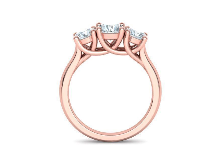 Trellis Three Stone Engagement Ring 6mm Main Stone 3dmodel 3D print model_14