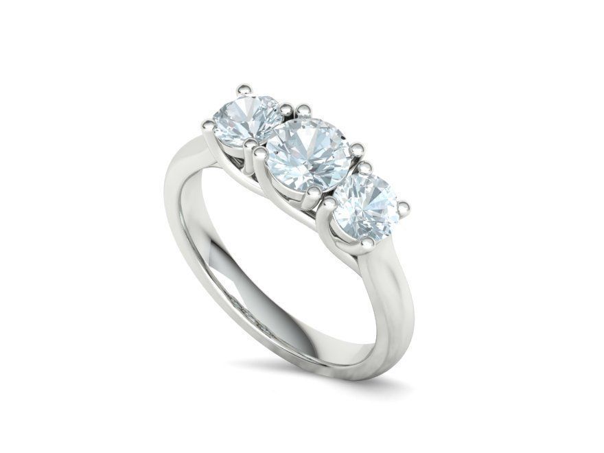 Trellis Three Stone Engagement Ring 6mm Main Stone 3dmodel 3D print model_18