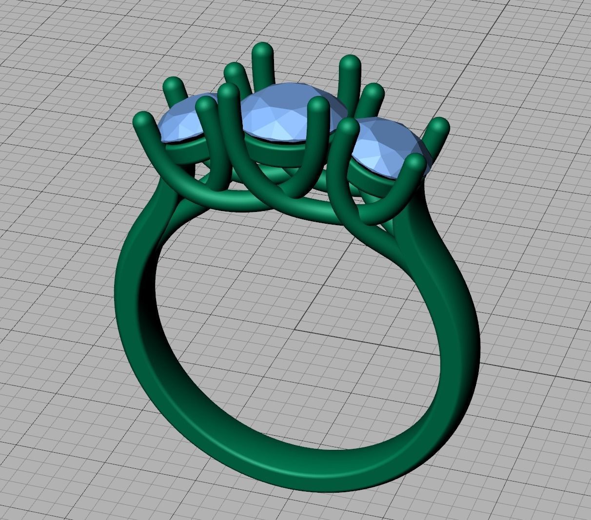 Trellis Three Stone Engagement Ring 6mm Main Stone 3dmodel 3D print model_28