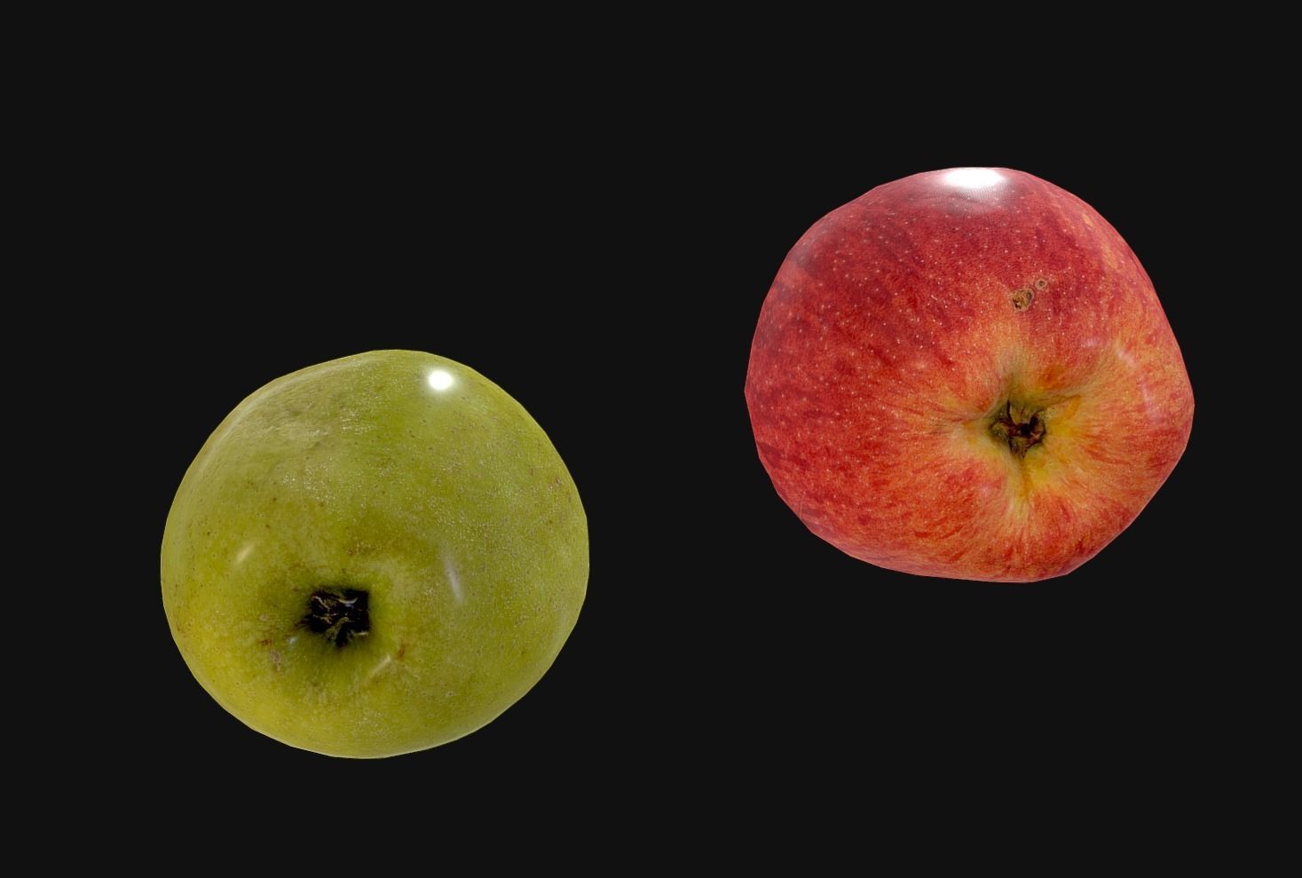 Apples - 2 Photoscaned models Low-poly 3D model_2