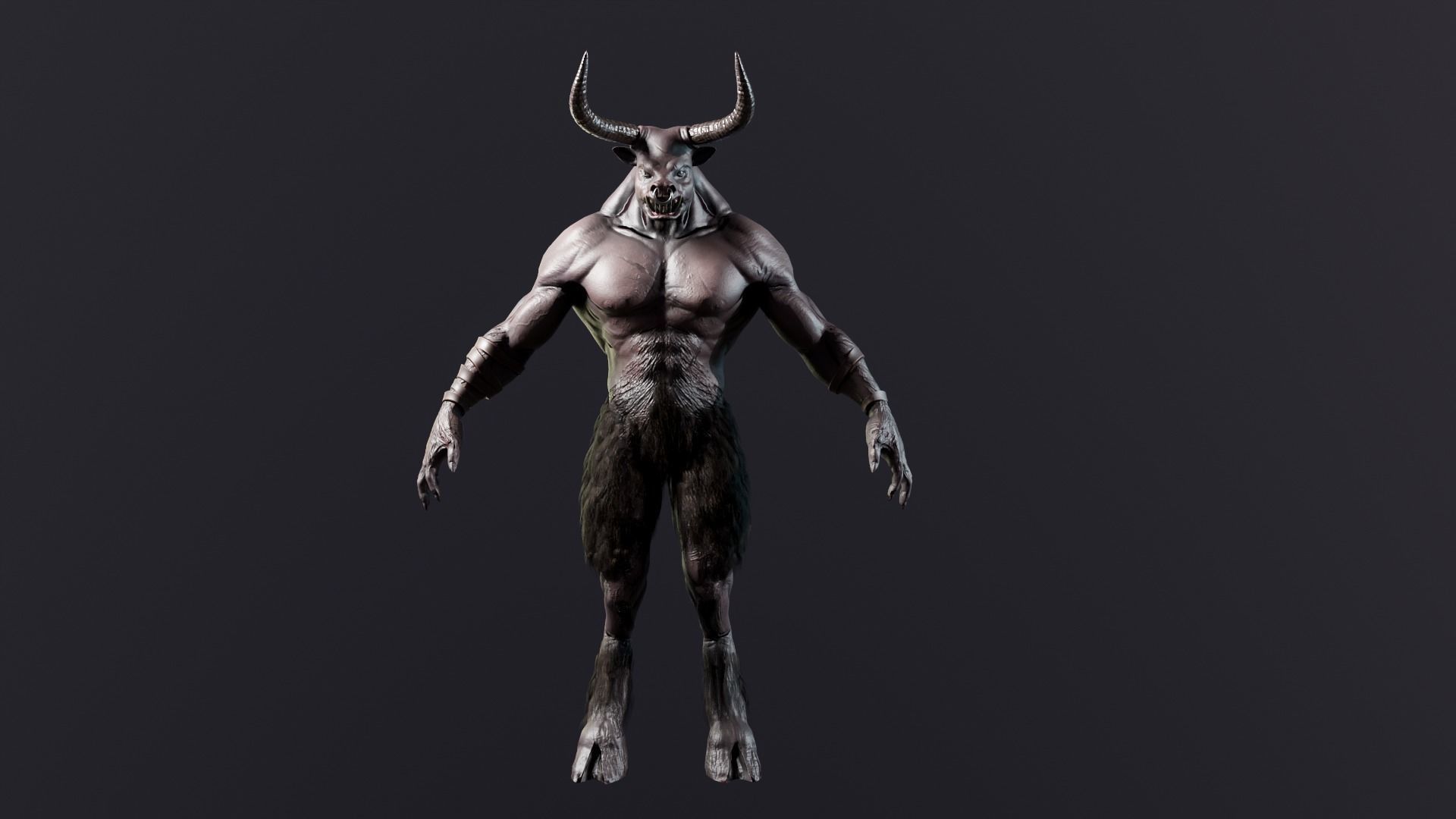 Minotaur demon Low-poly 3D model_7