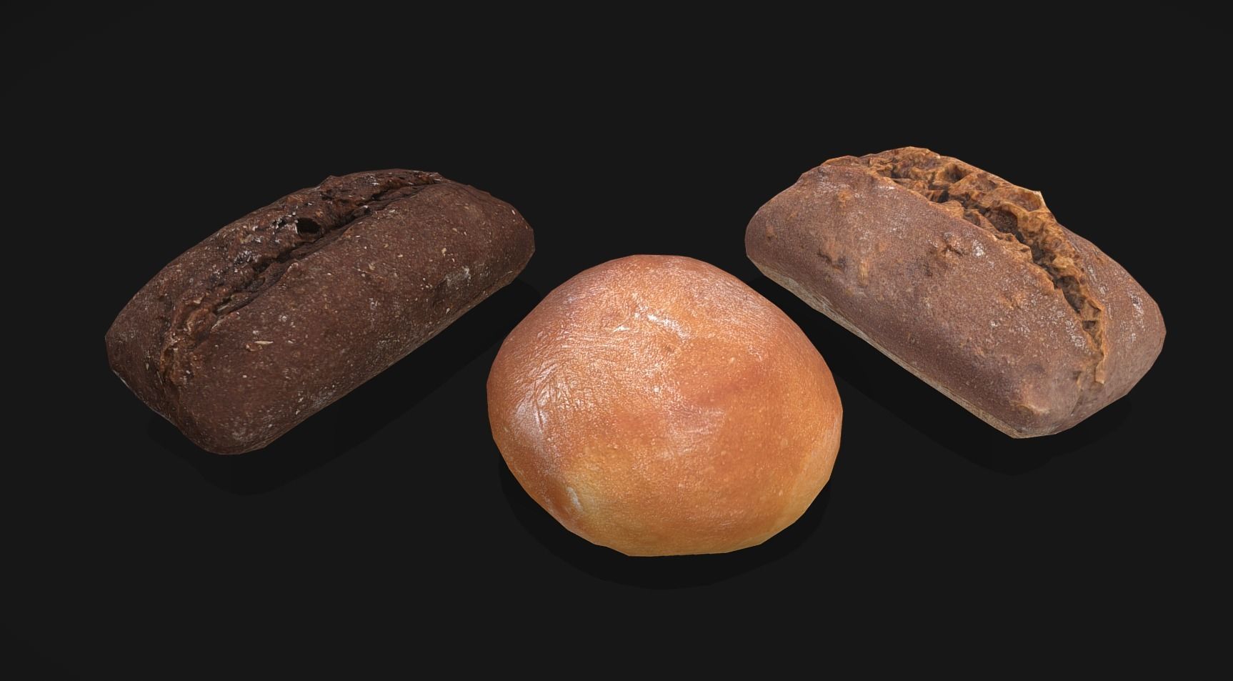 Bread group - 3 Photoscaned breads Low-poly 3D model_3