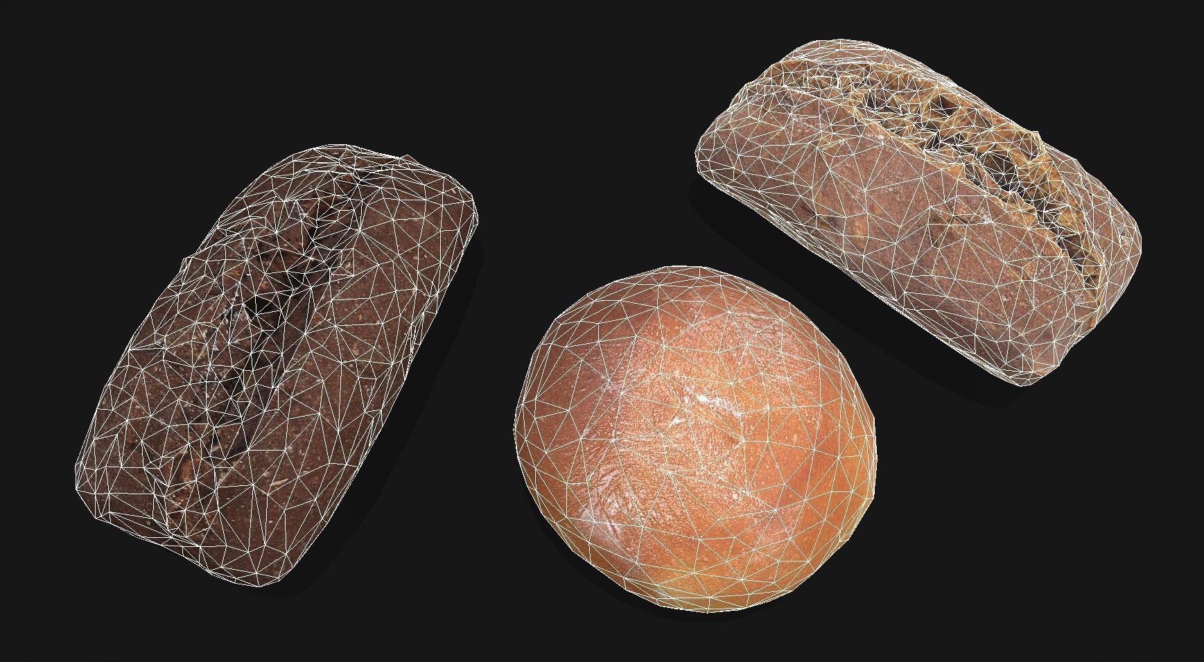 Bread group - 3 Photoscaned breads Low-poly 3D model_5