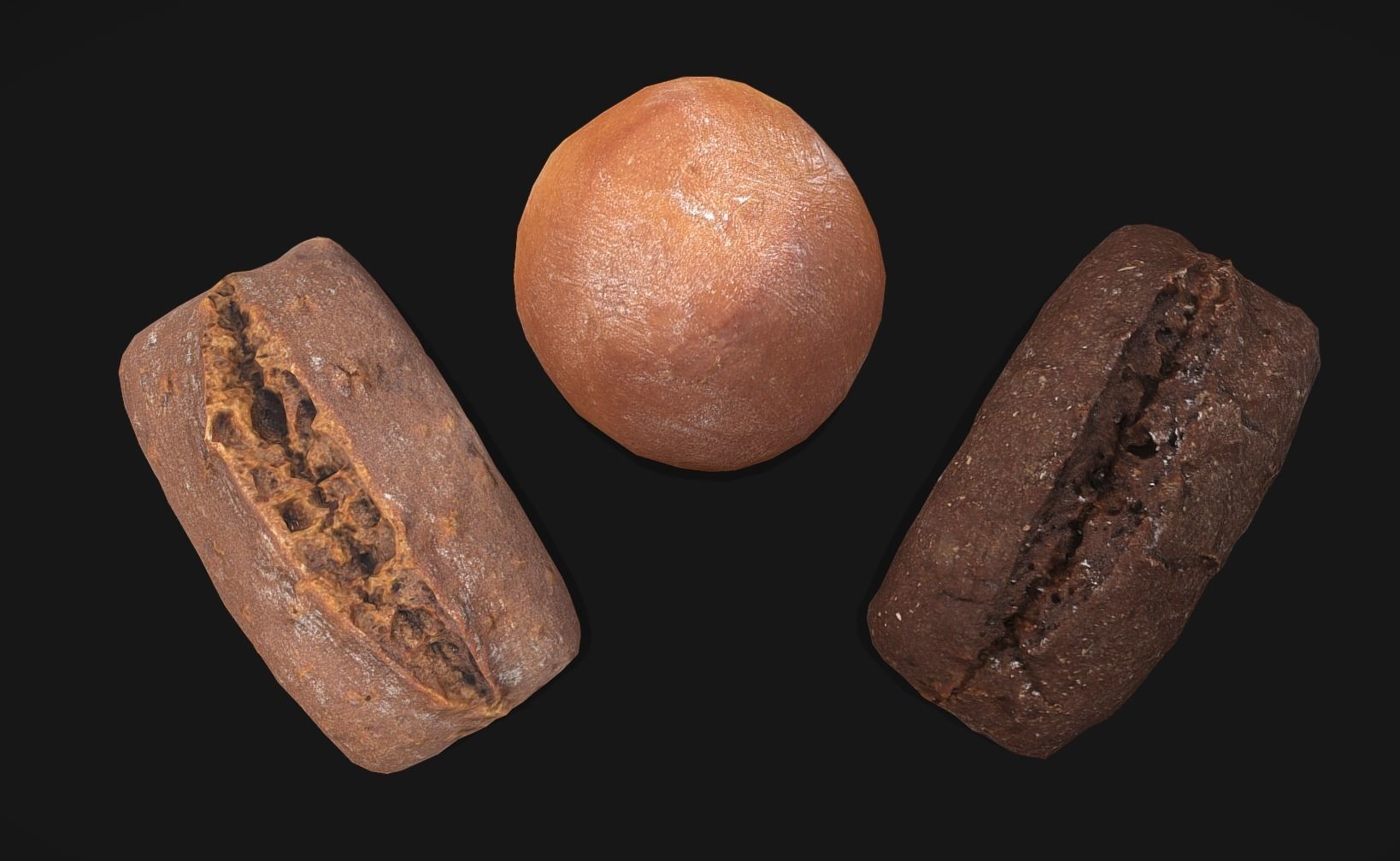 Bread group - 3 Photoscaned breads Low-poly 3D model_4