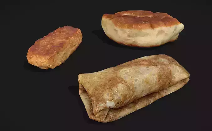 Pancake and pie and cutlet - 3 Photoscaned models